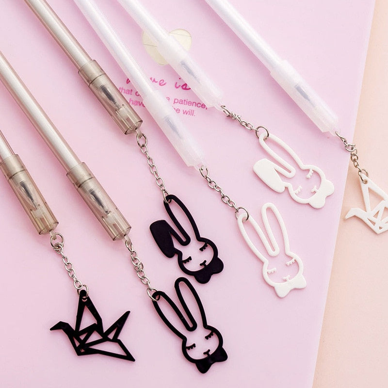 Stylo de gel pendentif de lapin grue en papier