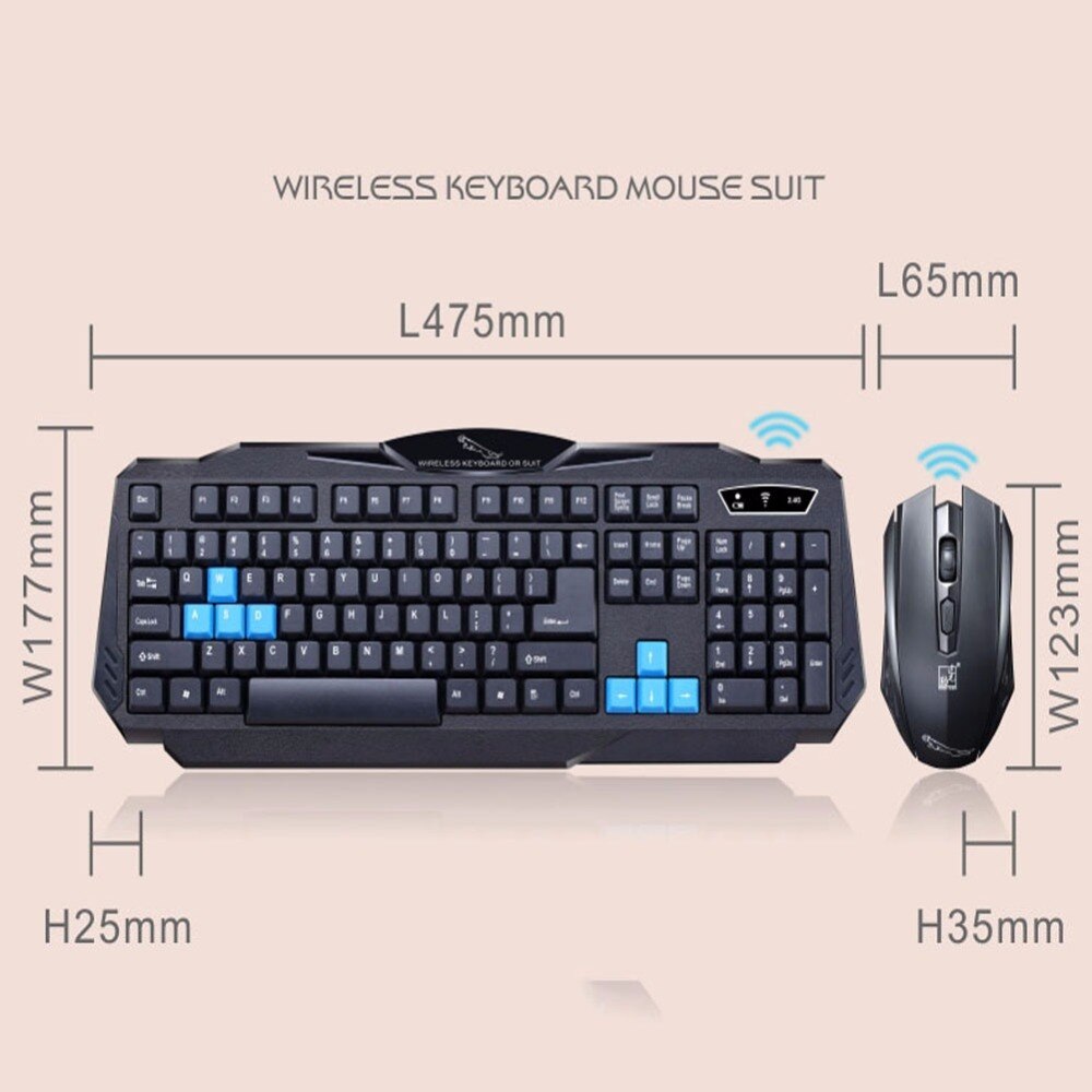 1 Ensemble de mode durable coloré ergonomique conçu sans fil noir souris de clavier Combo