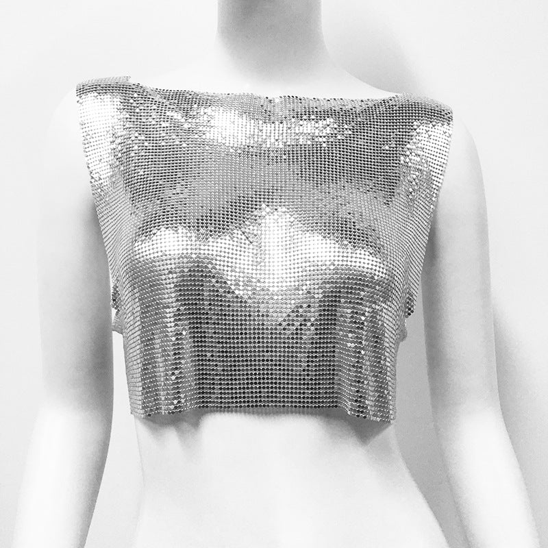 Les paillettes en métal pour femmes Top Veste de style doux et épicé