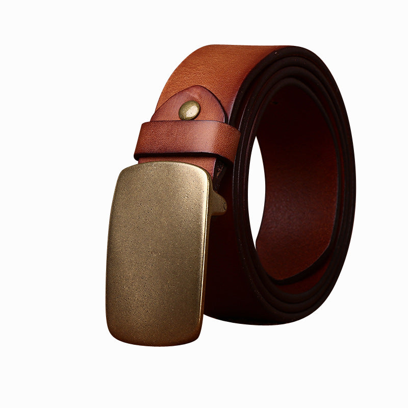 Ceinture de smooth Buckle Retro de la couche supérieure large