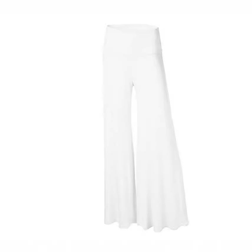 Pantoufles en soie de glace drapées à large leg Plus taille Yoga Long Pantalons Fitness Style