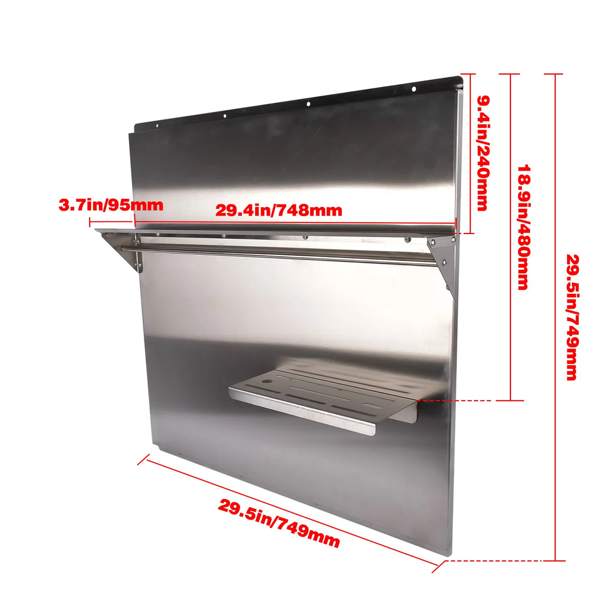 Range Dossplash avec plateau 29,5 x 29,5 pouces Range Hood Bouclier mural pour la protection des hottes Range