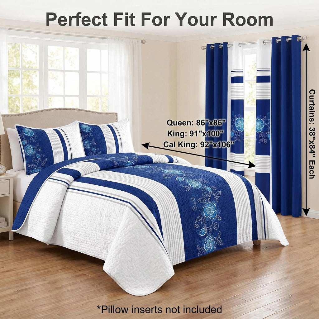 Couche de lit et d'un rideau bleu profond 9 pièces