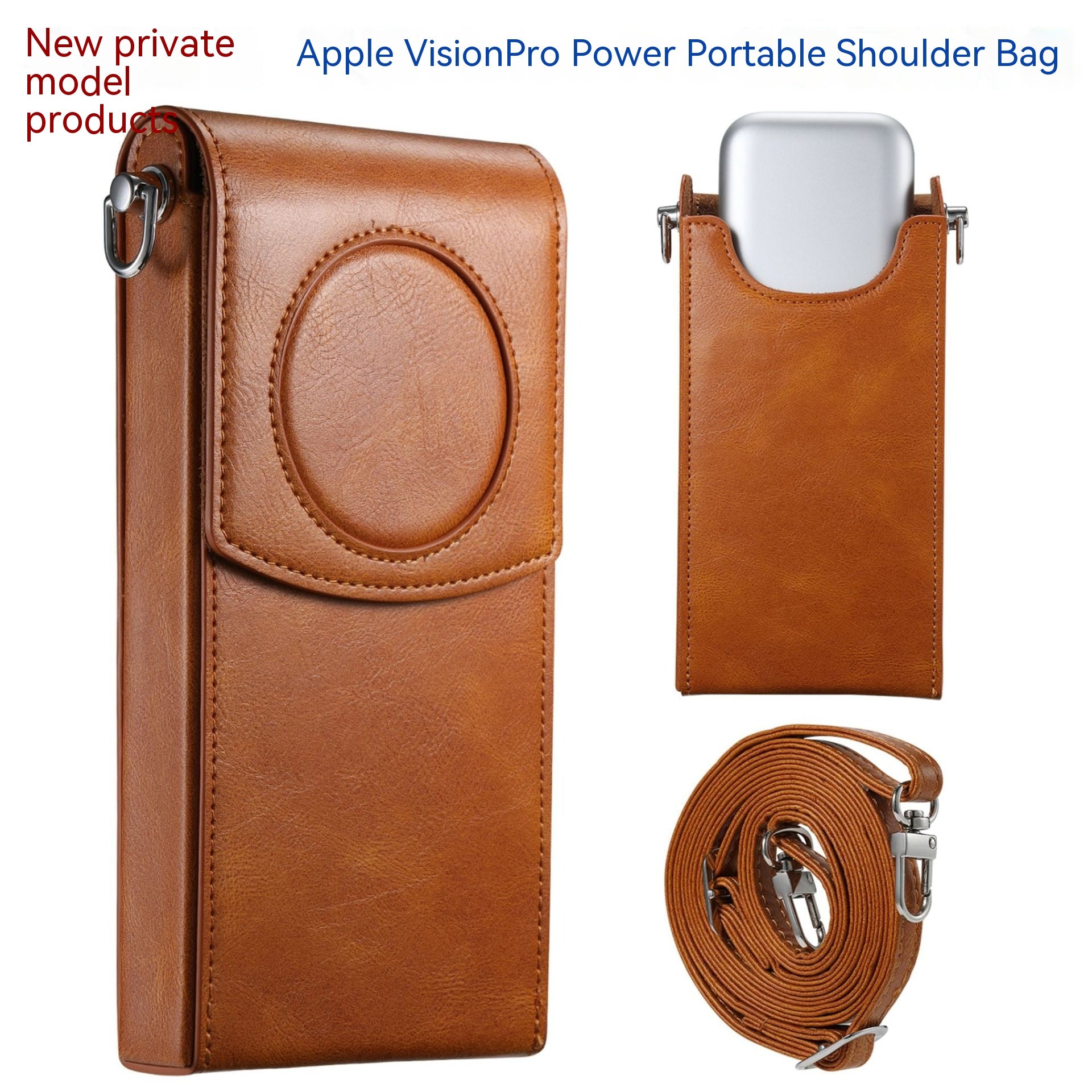 Vision Pro Protection de l'alimentation Sac de rangement en cuir portable Satchel
