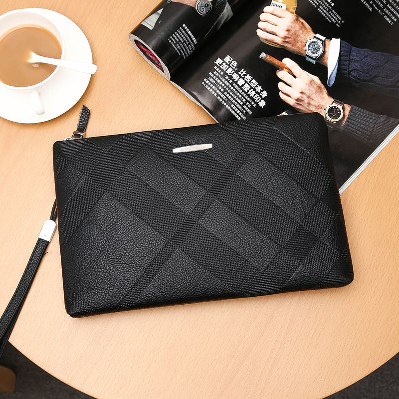 Sac à embrayage de grande capacité pour hommes en cuir souple élégant