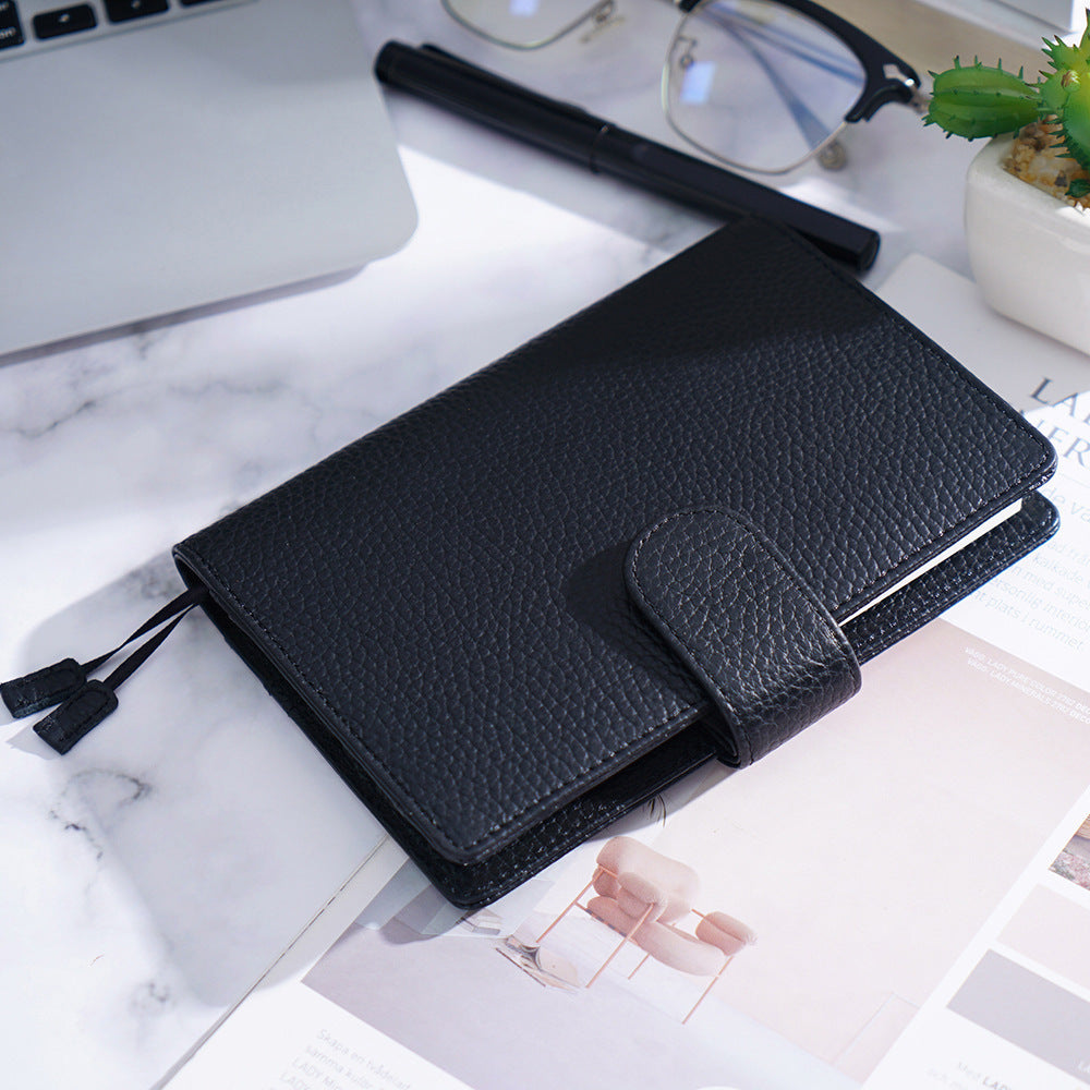 Carnet de notes en cuir Motif Lychee Couche de tête Cowhide A6 Carnet de notes en cuir