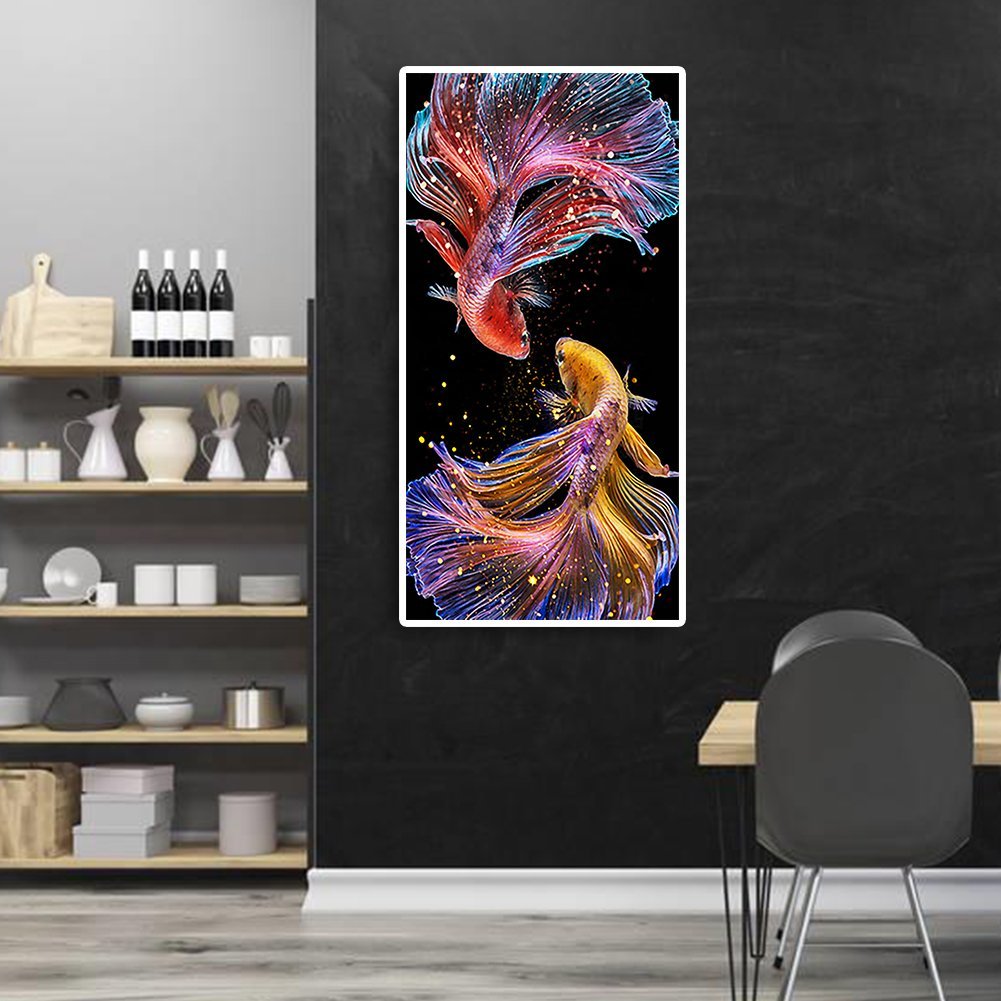 Colorful poisson pleine ronde carré diamant peinture