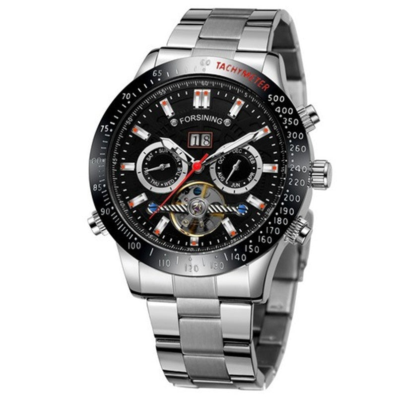 Fashion Casual Multi-fonction Tourbillon Montre mécanique automatique