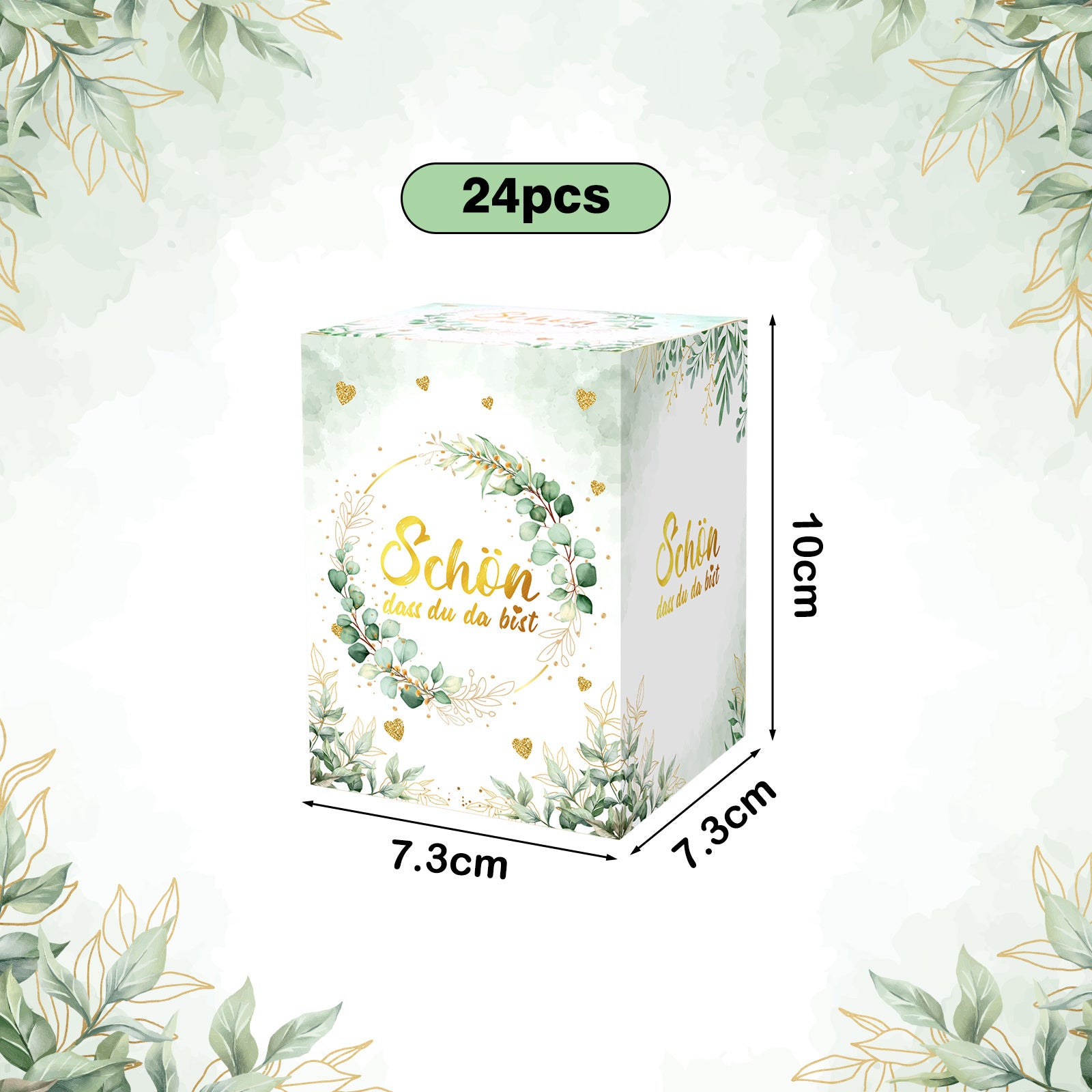 Nous sommes contents que vous soyez là ! Cadeau invité: Boîte à bonbons 24 pièces avec le design de feuille
