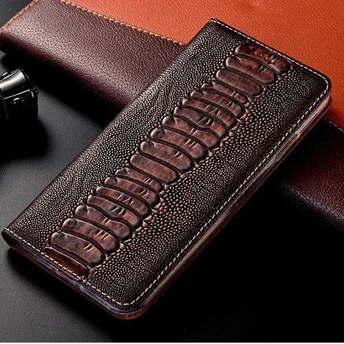 Étui de téléphone magnétique en cuir véritable