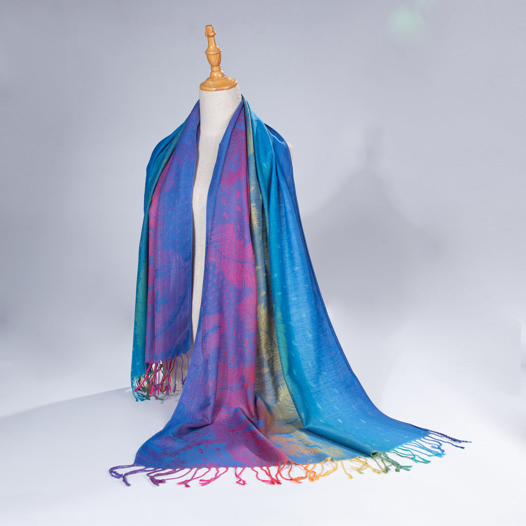 Écharpe de cou coloré à la plume, style ethnique Automne-hiver