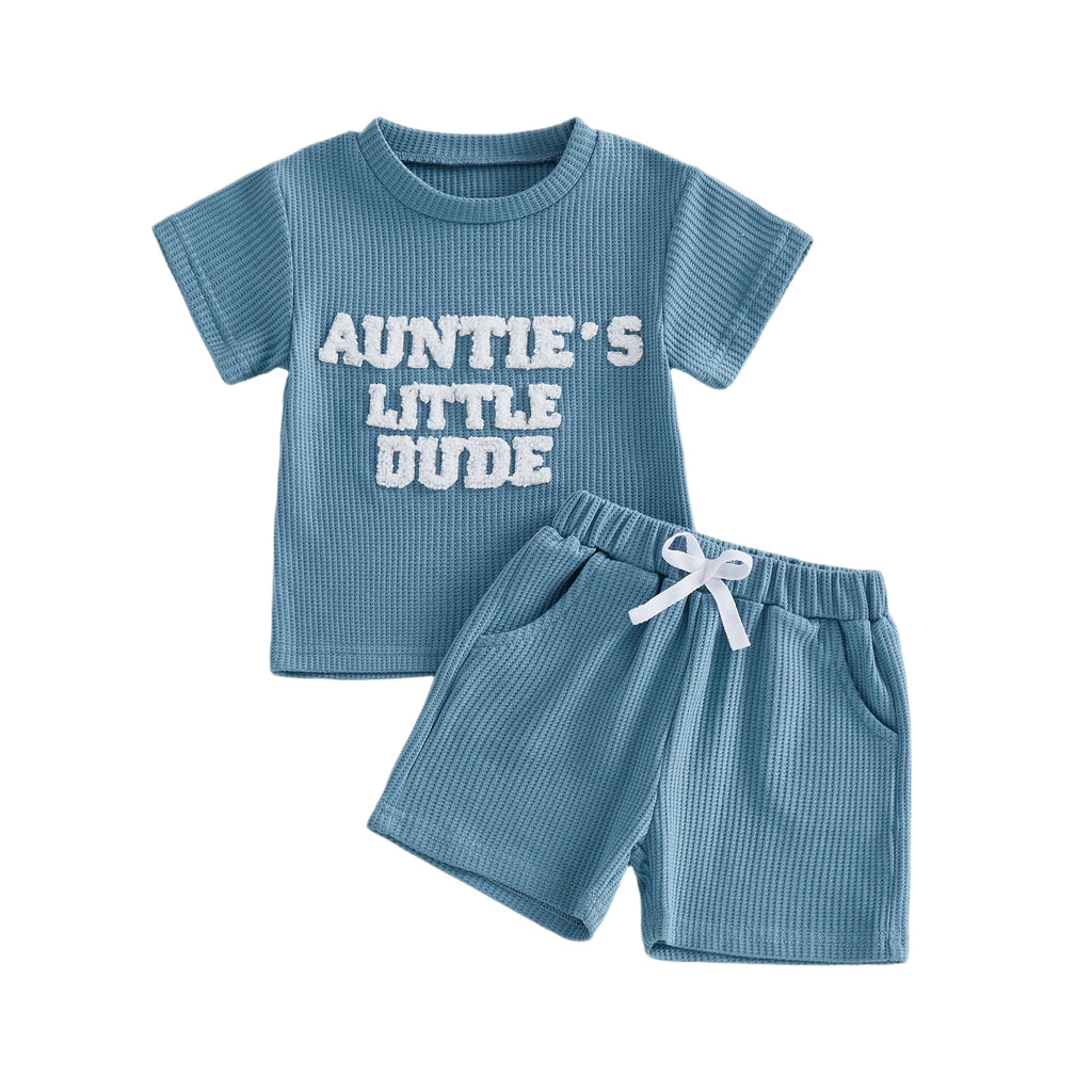 Ensemble de vêtements de salon pour enfants Garçons Haut à manches courtes et ensemble de deux pièces