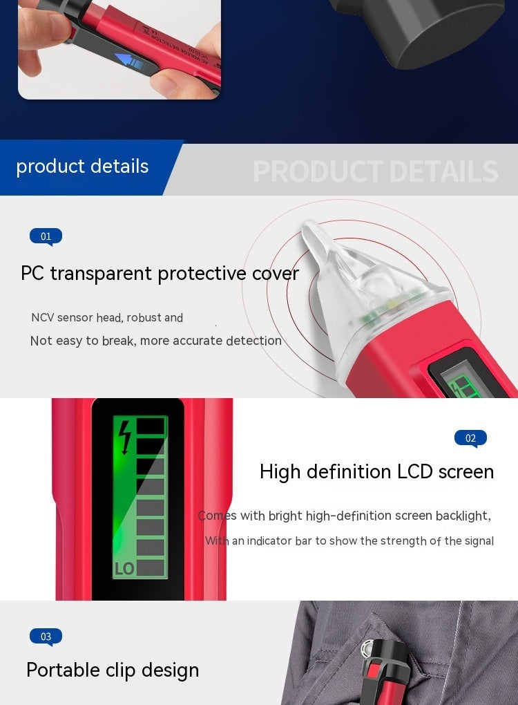 Électricien de détection de ligne multi-fonctions stylo d'essai d'affichage numérique