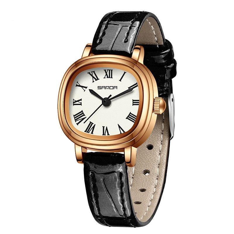 Montre Quartz à échelle romaine carrée féminine