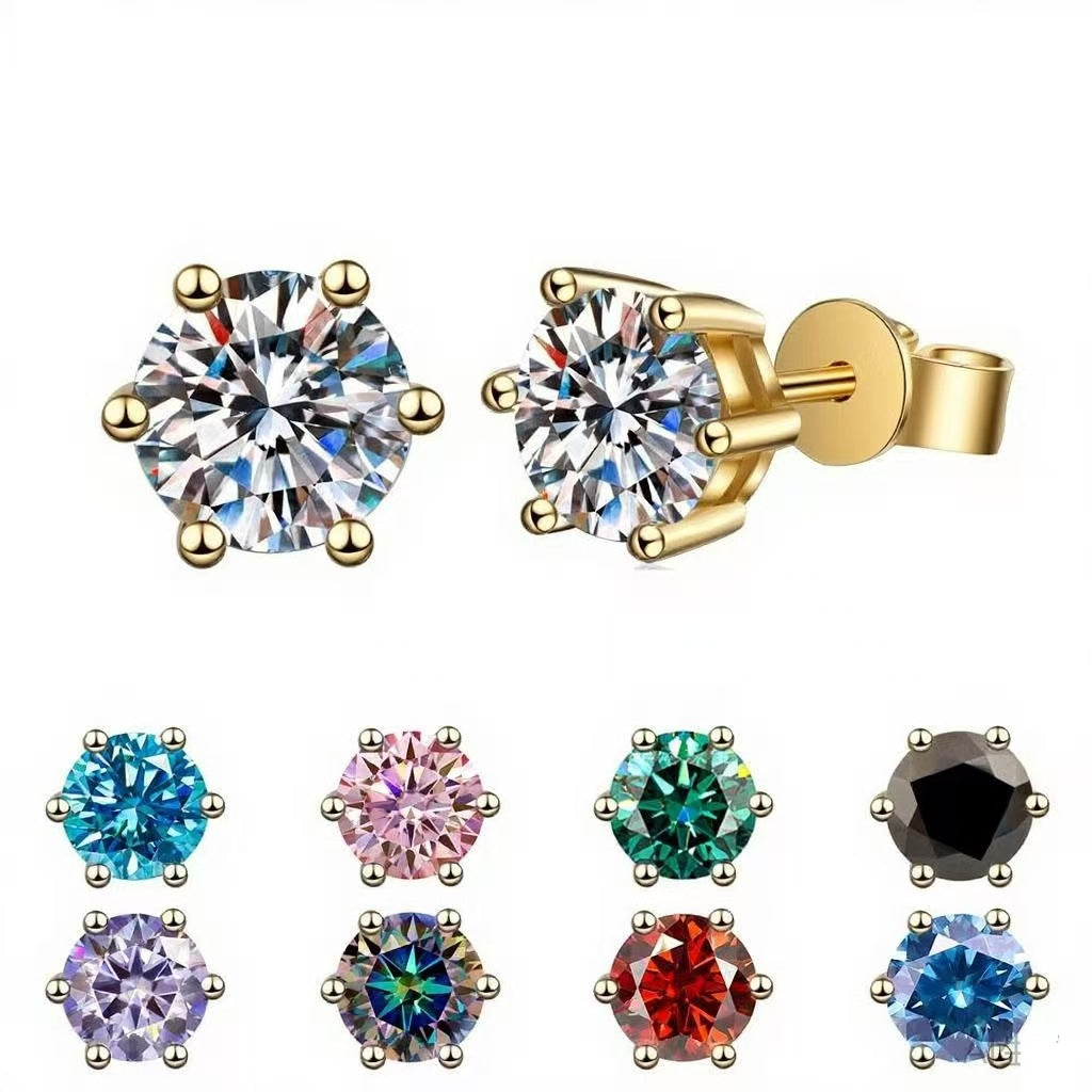 Boucles d'oreilles classiques à six branches Moissanite pour femmes