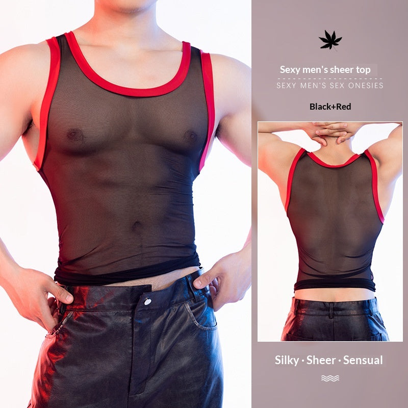 Hommes Sexy Form-fitting High-Stretch Léger et respirant Tank Top