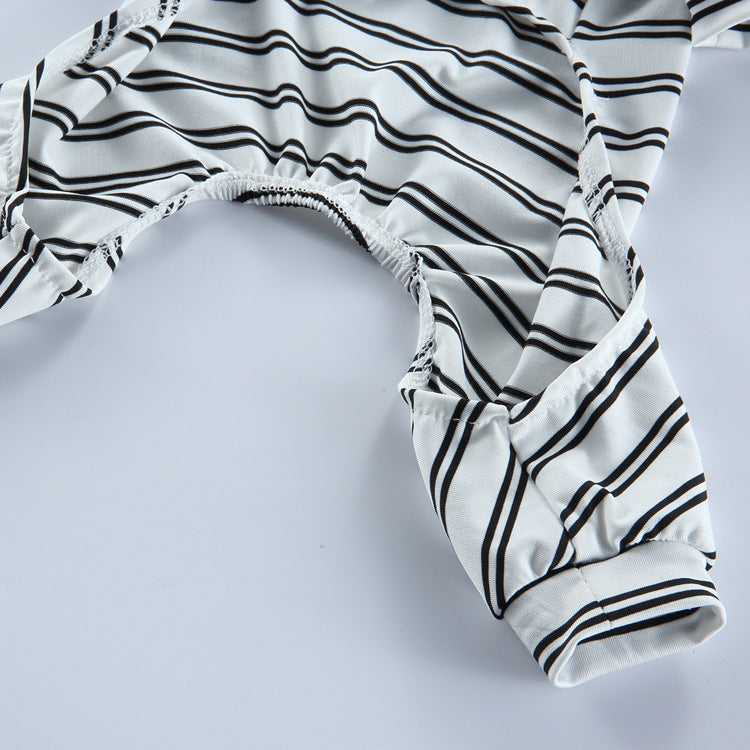 Vêtements de chien d'été rayés maison Pajamas Mince