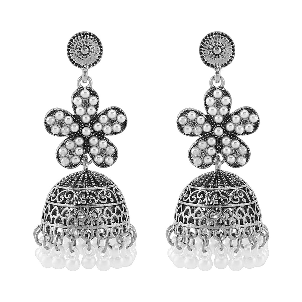 Boucles d'oreilles retro florales en strass