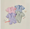 Pure Coton Quatre-pièces Set Short Crawl Stripe Style