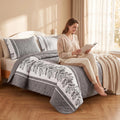 3-Piece gris et blanc bande de lit matelassé pour roi et roi de Californie