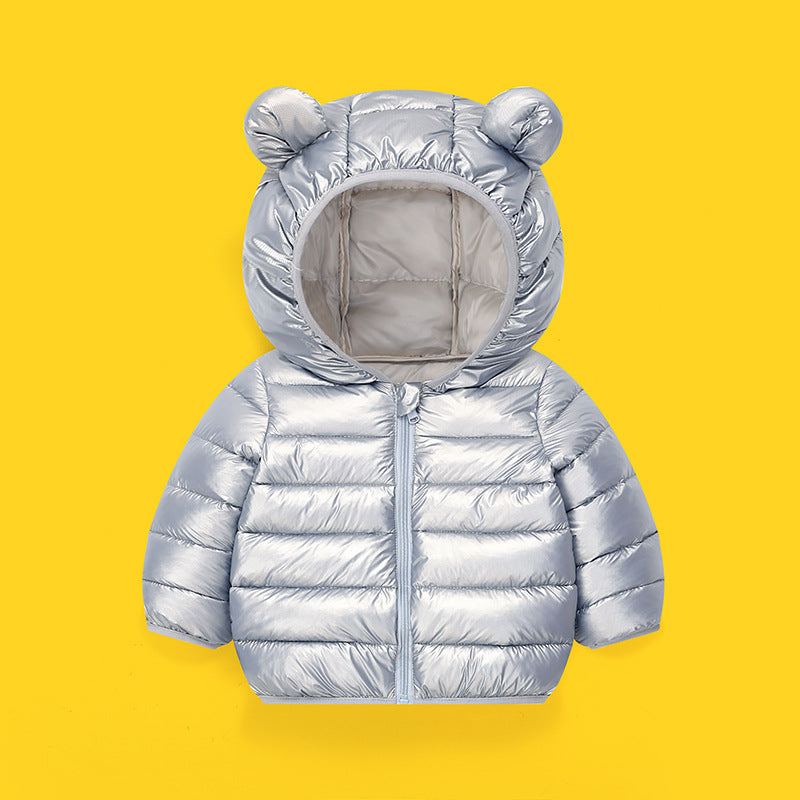 Printemps Automne et hiver Manteau de coton polyvalent de couleur solide pour les enfants
