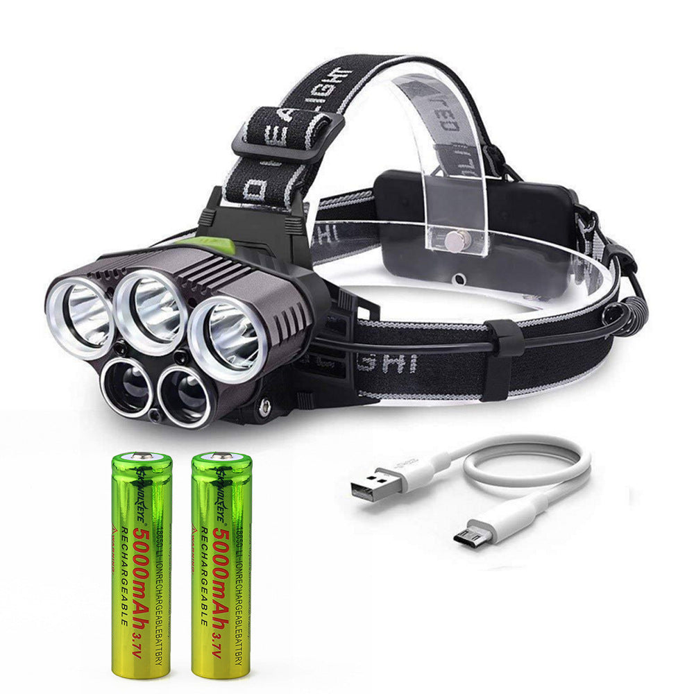 6-mode USB rechargeable de la pêche de nuit 5LED phare