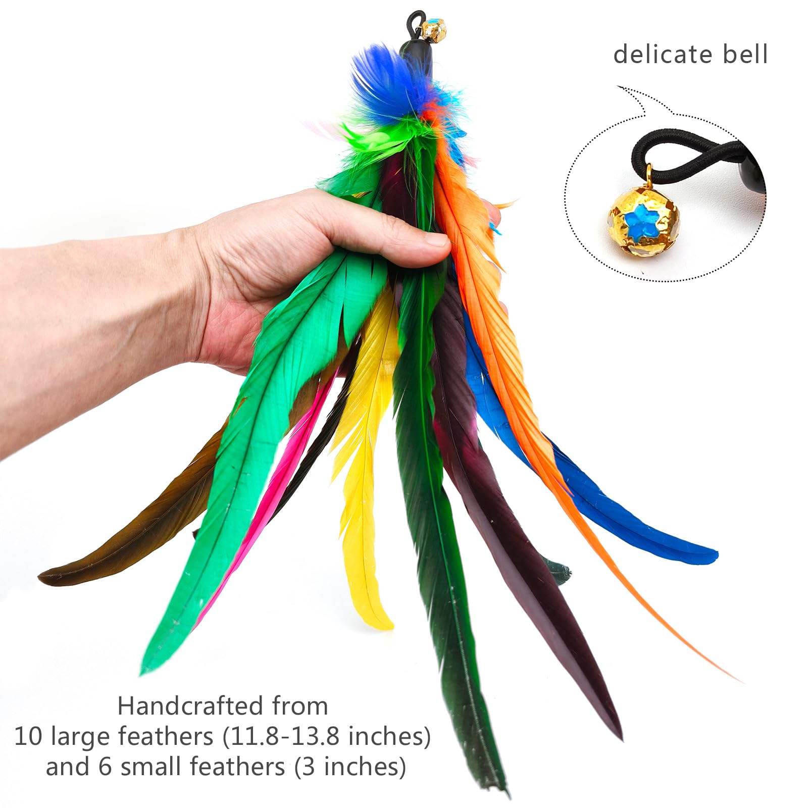 2PCS Retractable Cat Teaser Wands & 9PCS Feather Recharges Jeu de jouets Tige télescopique double taille