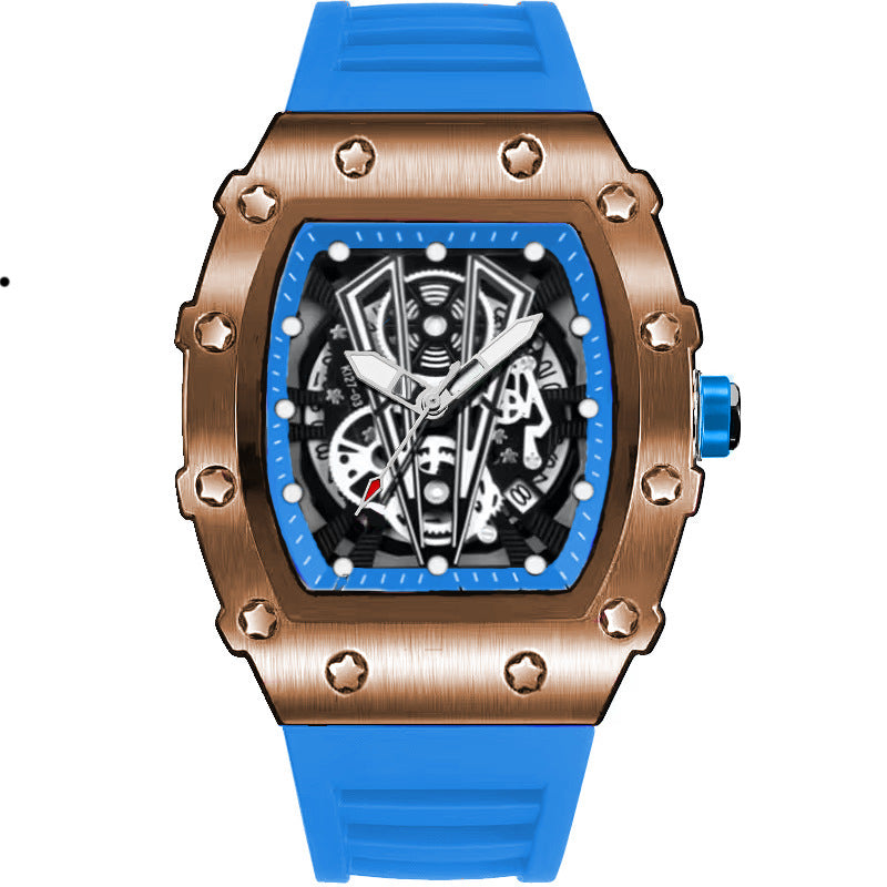 Montre Quartz en forme de barillet pour hommes Casual Sport