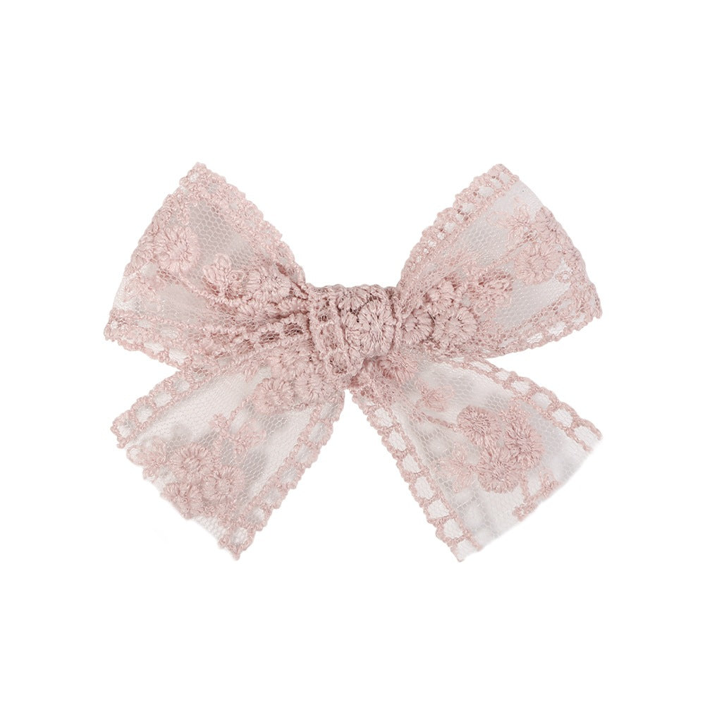 Barrettes de broderie en dentelle pour enfants Bow