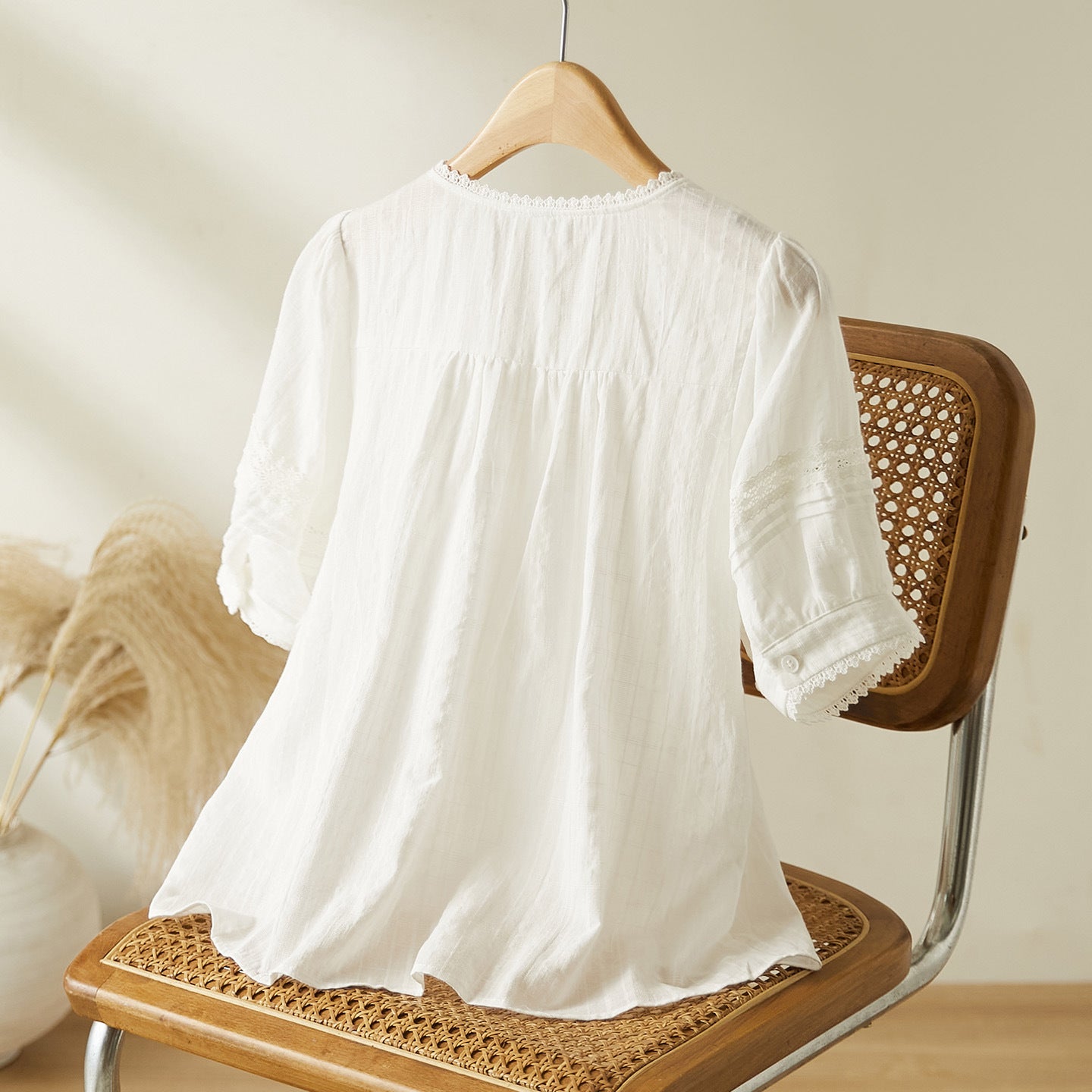 Femmes Manches courtes Dentelle à manches courtes Blouse Top