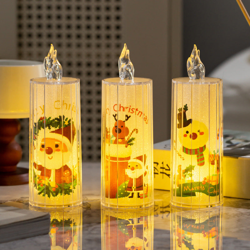 Décorations de Noël Verre transparent Led Simulation Bougies électroniques Robe de vacances