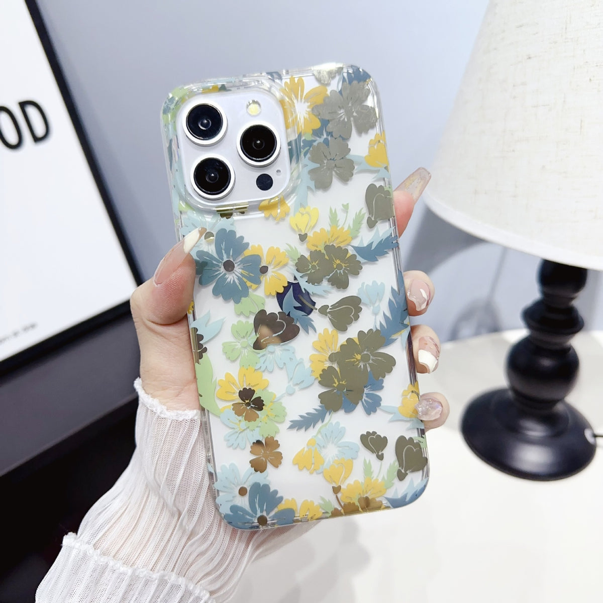 Gold Floral Phone Case with Double-Sided Lamination