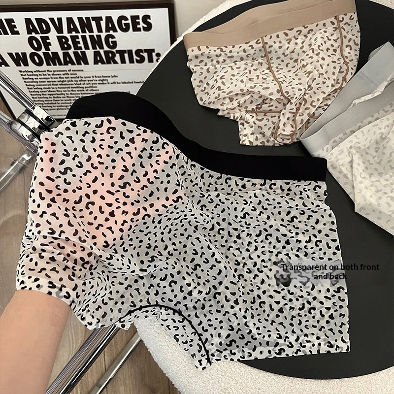 Leopard-print Entièrement transparent Crotch Breathable Short