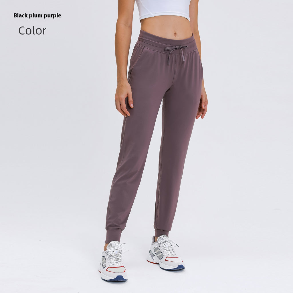 Pantalon de yoga haute taille pour femmes Drawstring Quick-drying Elastic Running Fitness
