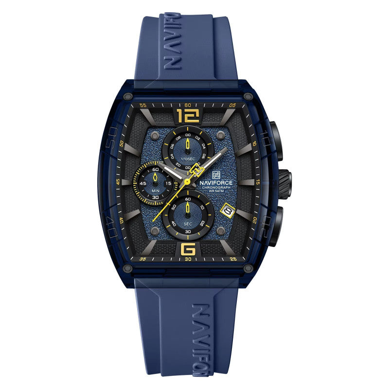 Montre Quartz pour hommes Bracelet en silicone en forme de barrique Montre sport résistant à l'eau