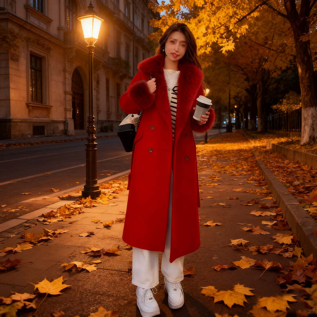 Femmes Automnehiver Demi-longueur Blazer Laine Trench Coat