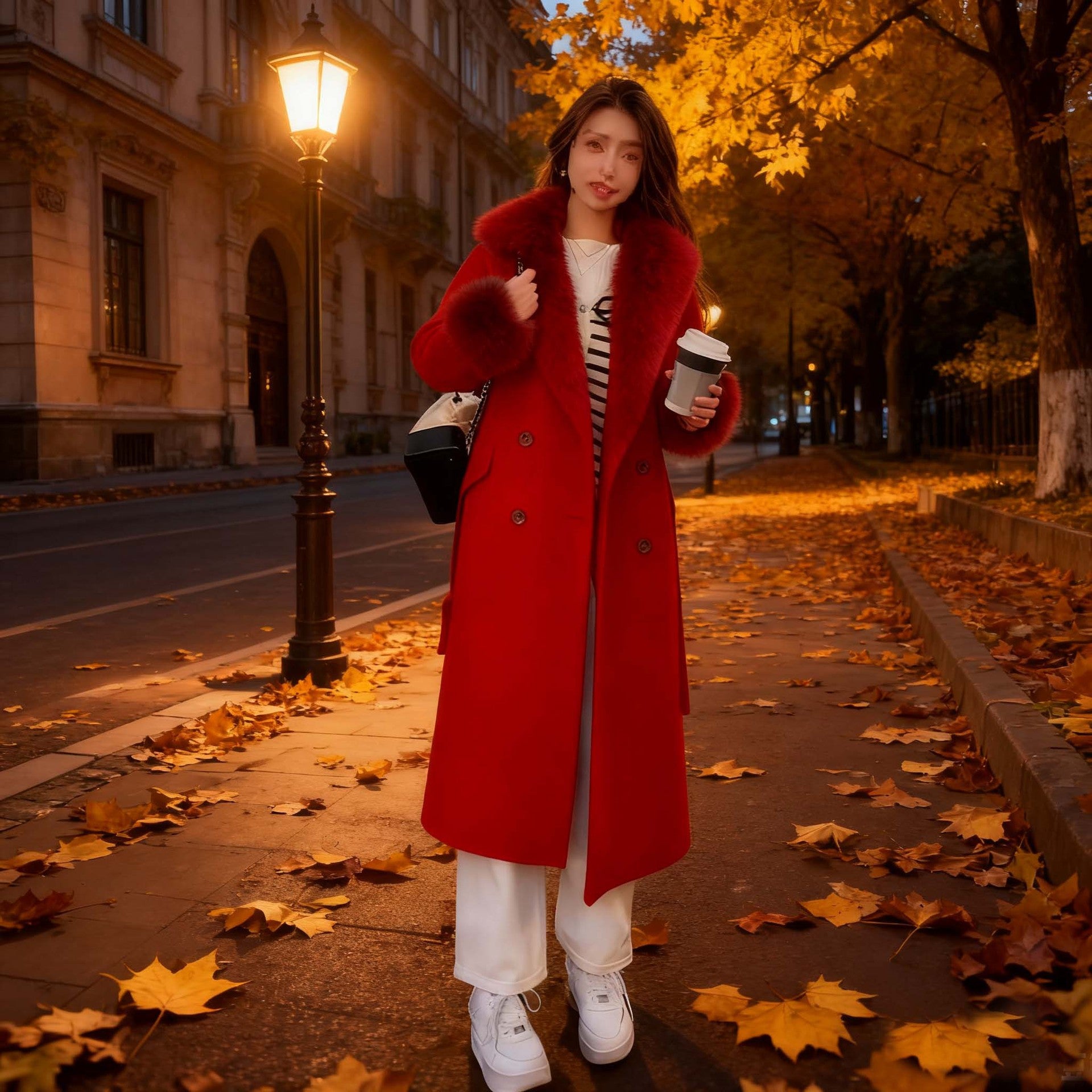 Femmes Automnehiver Demi-longueur Blazer Laine Trench Coat