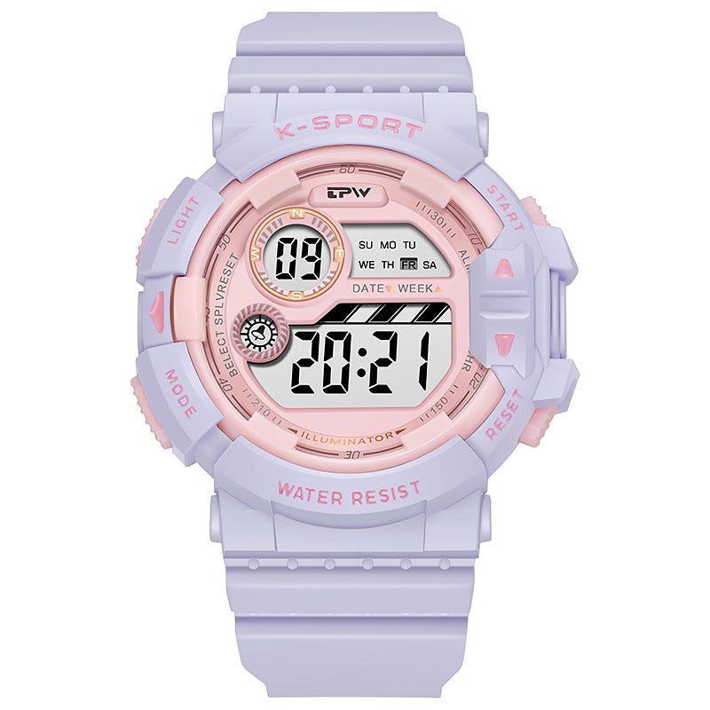 Lumineux Multifonctionnel Étudiant Sports Montre électronique étanche pour enfants