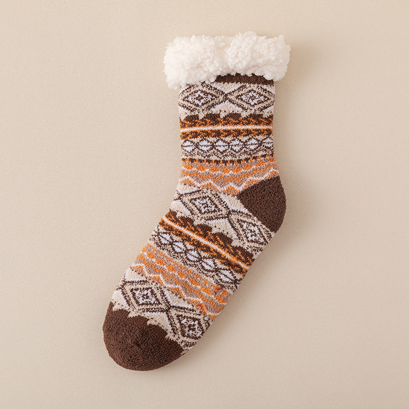 Chaussettes de sol non glissantes en silicone pour agneau épais