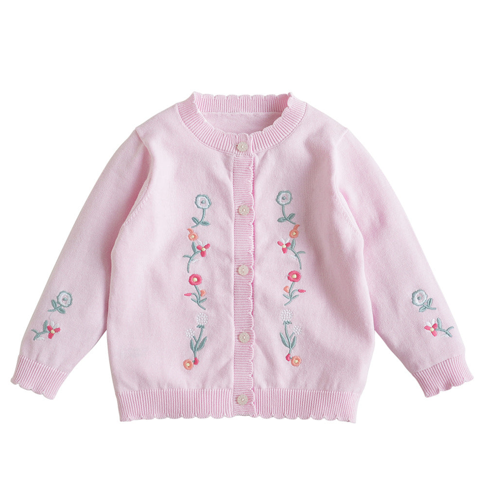 Lightweight embroidered floral cardigan for girls