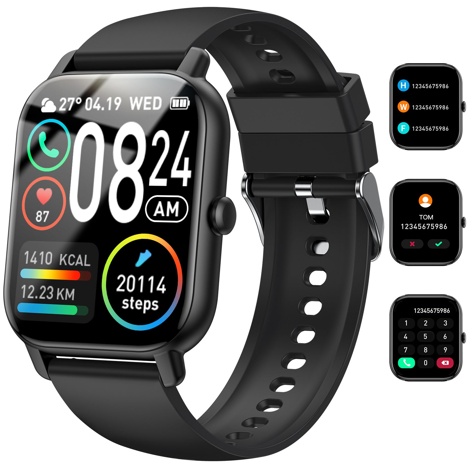 Smart Watch Bluetooth appelant la fréquence cardiaque Pression artérielle Sommeil