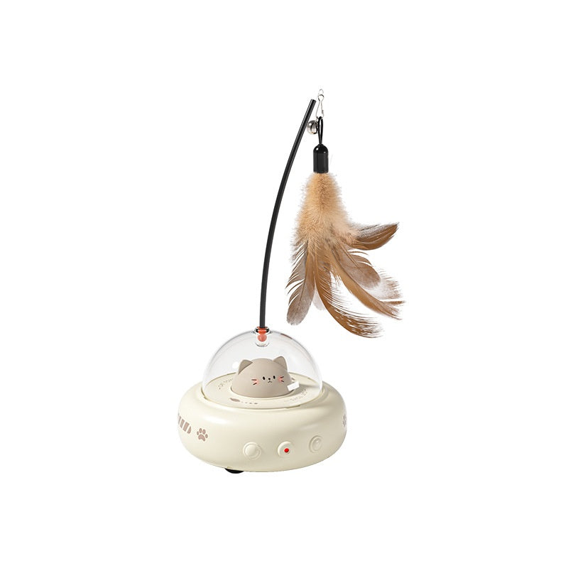 Smart Teaser Cat Toy Electric UFO Cat Teaser Stick avec Bell Training Pet Toys Remplaceable
