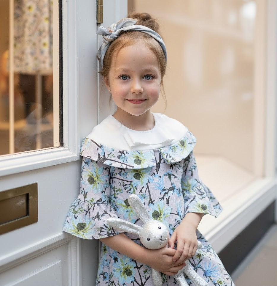 Filles Élégante Florale Imprimée Demoiselles d'enfants Enlevant Manche Princesse Robe de fête 1-9