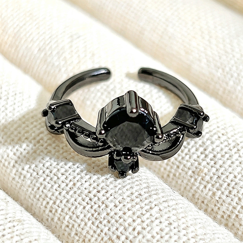 Femmes Sweet Cool Style Black Snake Shaped Zircon Open Ring