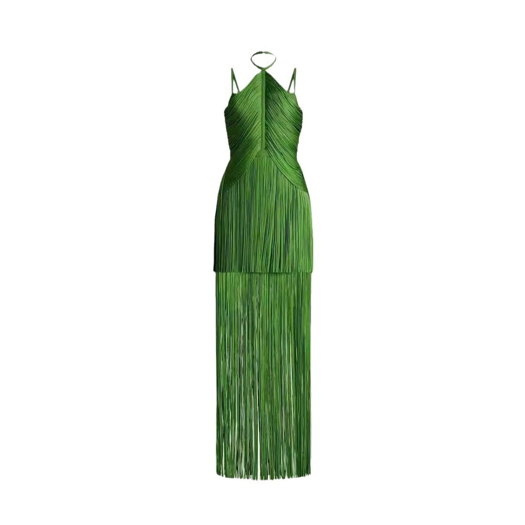 Green Halter Spaghetti Straps Tassel Diner Ball Robe