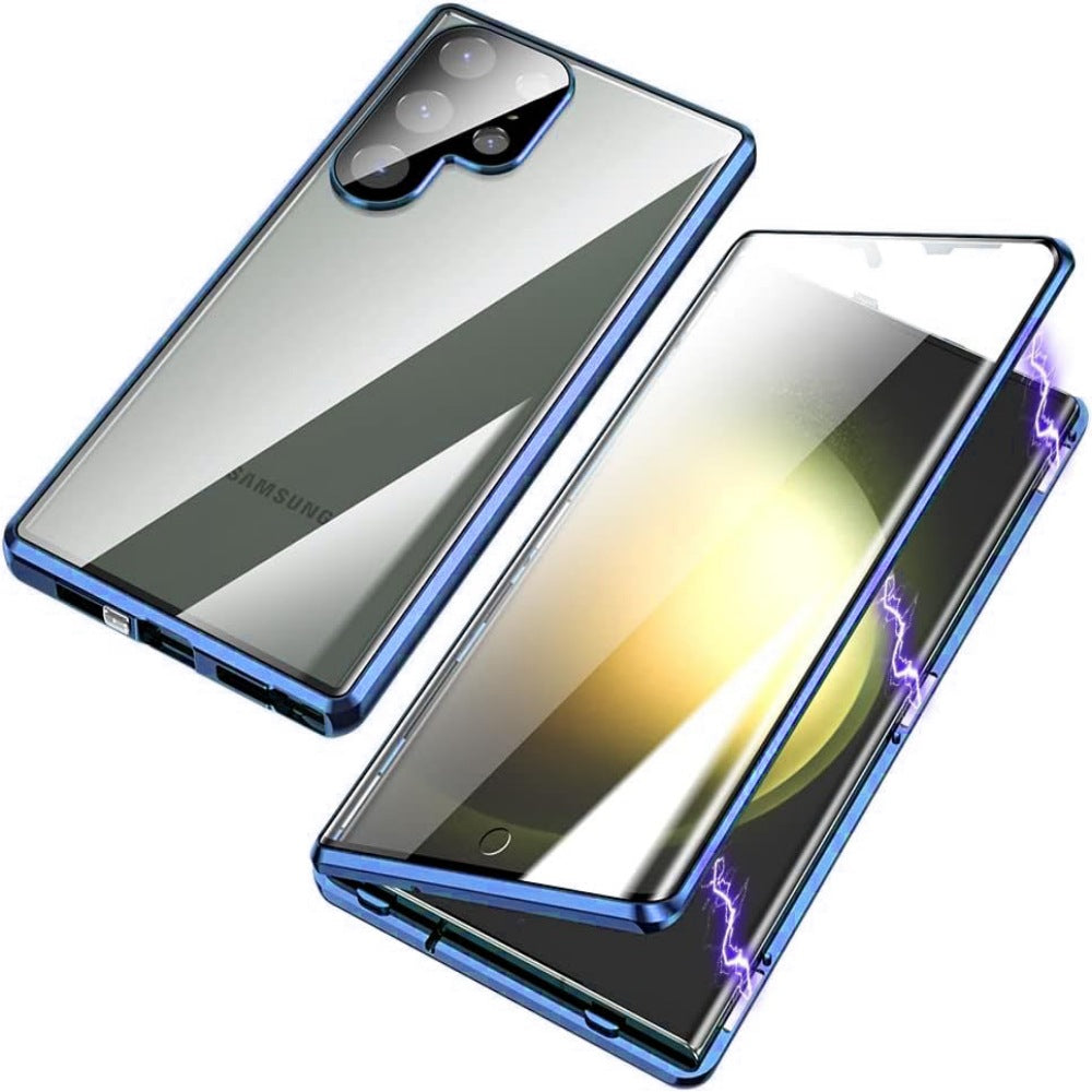 Magnétique King Case Téléphone métal brillant Magnetic HD Peep-proof Buckle miroir résistant à la chute