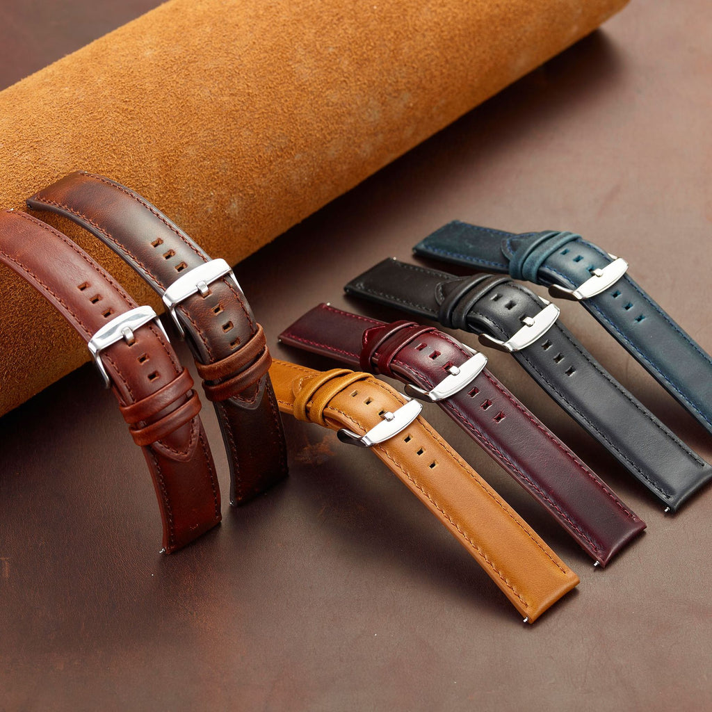Fermoir de bracelet de montre vintage en cuir véritable