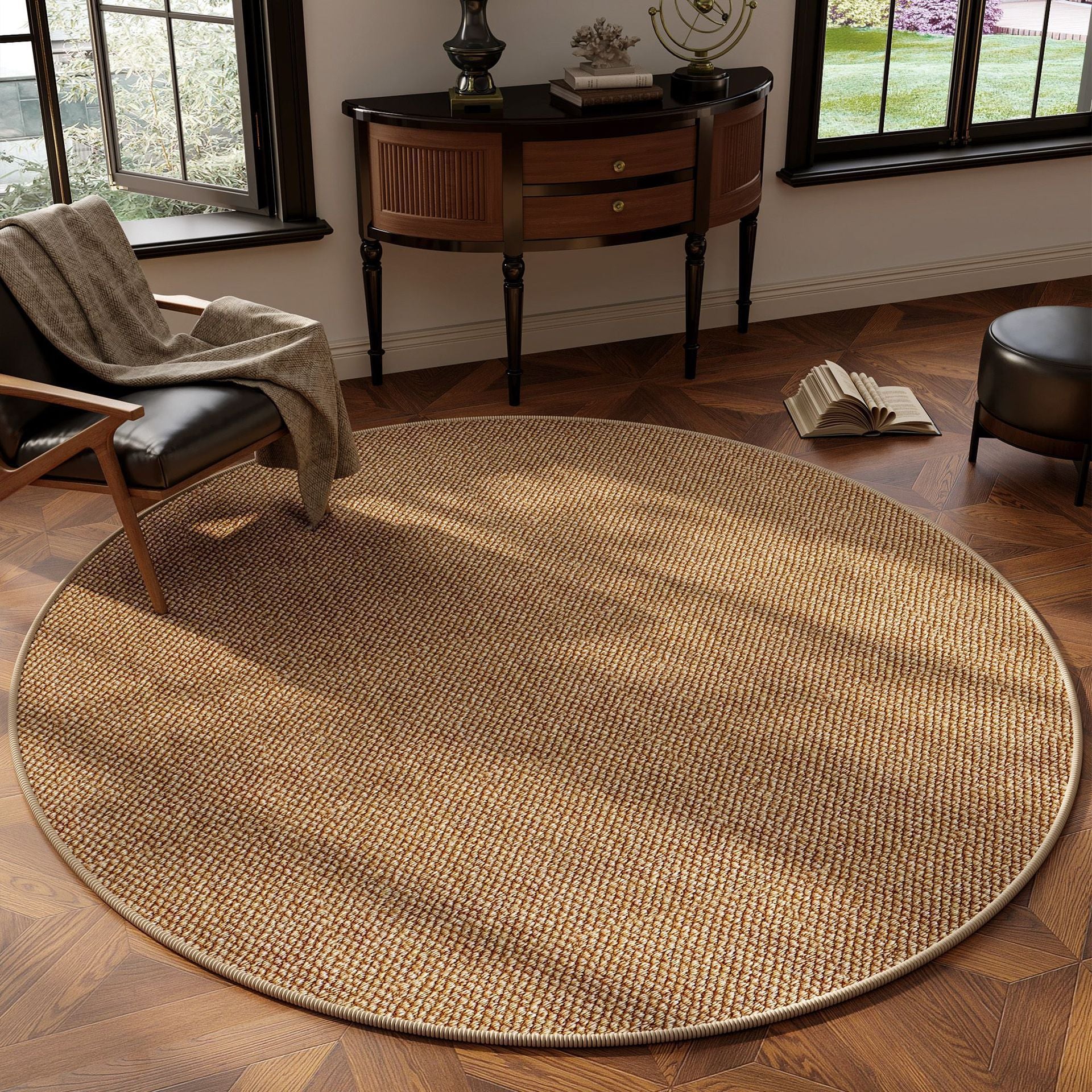 Rug rond à structure simple en sisal et à structure solide