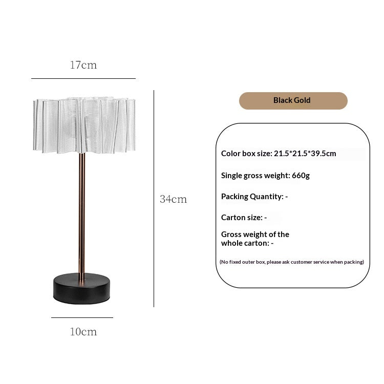 Lampe de bureau rechargeable tout en aluminium plissé