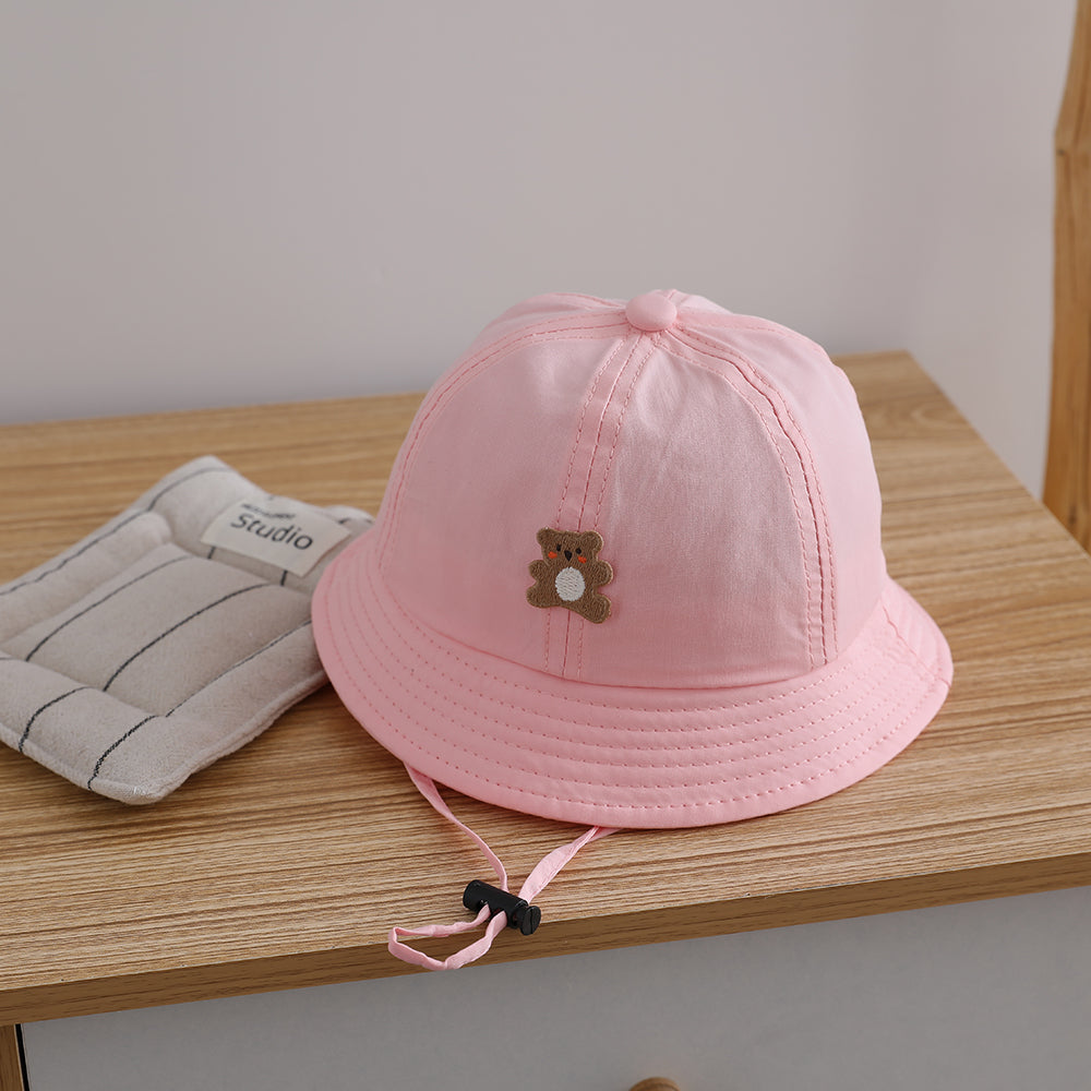 Chapeau de soleil d'été léger de couleur candy pour enfants avec cordon de serrage